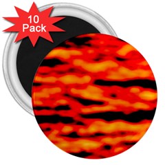 Red  Waves Abstract Series No17 3  Magnets (10 Pack)  by DimitriosArt