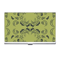 Floral Folk Damask Pattern Fantasy Flowers  Business Card Holder by Eskimos