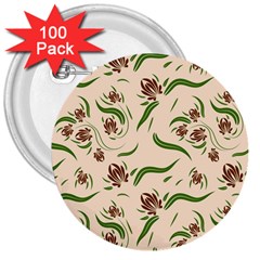 Folk Flowers Print Floral Pattern Ethnic Art 3  Buttons (100 Pack)  by Eskimos