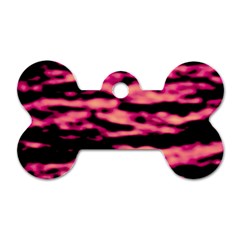 Pink  Waves Abstract Series No2 Dog Tag Bone (one Side) by DimitriosArt