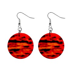 Red  Waves Abstract Series No16 Mini Button Earrings by DimitriosArt