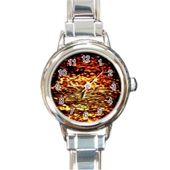 Yellow Waves Flow Series 1 Round Italian Charm Watch by DimitriosArt