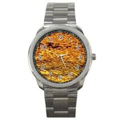 Gold Waves Flow Series 1 Sport Metal Watch by DimitriosArt