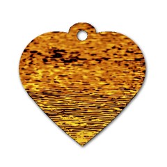 Gold Waves Flow Series 1 Dog Tag Heart (one Side) by DimitriosArt