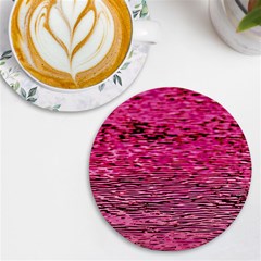 Pink  Waves Flow Series 1 Uv Print Round Tile Coaster by DimitriosArt