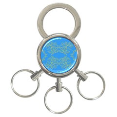 Floral Folk Damask Pattern Fantasy Flowers Floral Geometric Fantasy 3-ring Key Chain by Eskimos