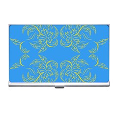 Floral Folk Damask Pattern Fantasy Flowers Floral Geometric Fantasy Business Card Holder by Eskimos