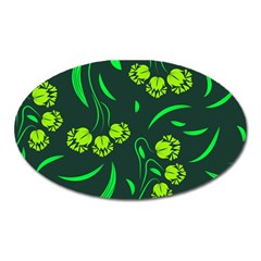 Folk Flowers Print Floral Pattern Ethnic Art Oval Magnet by Eskimos