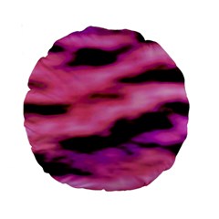 Pink  Waves Flow Series 2 Standard 15  Premium Round Cushions by DimitriosArt