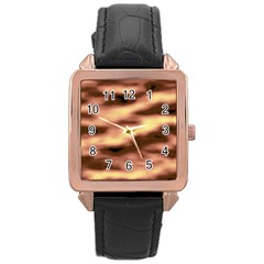 Gold Waves Flow Series 2 Rose Gold Leather Watch  by DimitriosArt