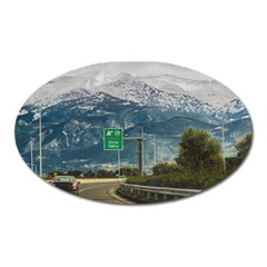 Landscape Highway Scene, Patras, Greece Oval Magnet by dflcprintsclothing