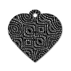 Black And White Abstract Tribal Print Dog Tag Heart (two Sides)