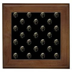 Creepy Head Sculpture With Respirator Motif Pattern Framed Tile by dflcprintsclothing