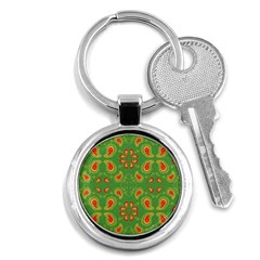 Floral Pattern Paisley Style Paisley Print  Doodle Background Key Chain (round) by Eskimos