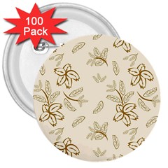 Folk Flowers Print Floral Pattern Ethnic Art 3  Buttons (100 Pack)  by Eskimos