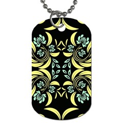 Floral Folk Damask Pattern Fantasy Flowers  Dog Tag (one Side) by Eskimos