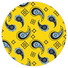 Floral Pattern Paisley Style Paisley Print  Doodle Background Round Trivet by Eskimos