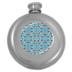 Floral Pattern Paisley Style Paisley Print  Doodle Background Round Hip Flask (5 Oz) by Eskimos