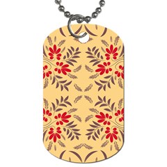 Floral Folk Damask Pattern Fantasy Flowers Floral Geometric Fantasy Dog Tag (one Side) by Eskimos