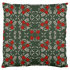 Floral Folk Damask Pattern Fantasy Flowers Floral Geometric Fantasy Large Cushion Case (one Side) by Eskimos