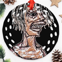 Sketchy Style Drawing Zombie Woman Round Filigree Ornament (two Sides) by dflcprintsclothing