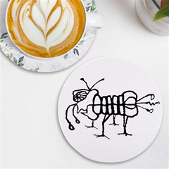 Fantasy Weird Insect Drawing Uv Print Round Tile Coaster by dflcprintsclothing