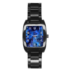 Peony In Blue Stainless Steel Barrel Watch by LavishWithLove