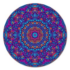 Vibrant Violet Mandala Magnet 5  (round) by lujastyles