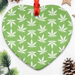 Weed Pattern Heart Ornament (two Sides) by Valentinaart