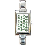 Weed Pattern Rectangle Italian Charm Watch Front