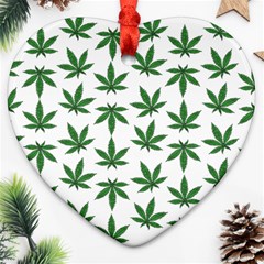 Weed Pattern Heart Ornament (two Sides) by Valentinaart