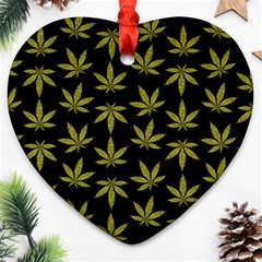 Weed Pattern Heart Ornament (two Sides) by Valentinaart