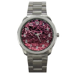 Pink  Waves Flow Series 11 Sport Metal Watch by DimitriosArt