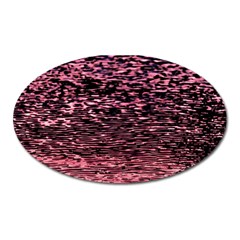 Pink  Waves Flow Series 11 Oval Magnet by DimitriosArt