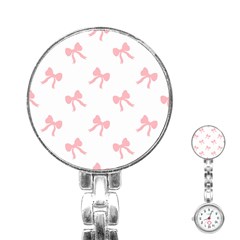 Pink Bow Pattern Stainless Steel Nurses Watch by Littlebird