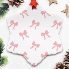 Pink Bow Cute Pattern Snowflake Ornament (two Sides) by Littlebird