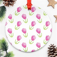 Tulips Watercolor Pattern Ornament (round)