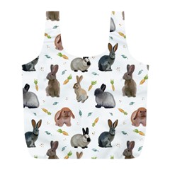 Cute Bunny Full Print Recycle Bag (l) by SychEva