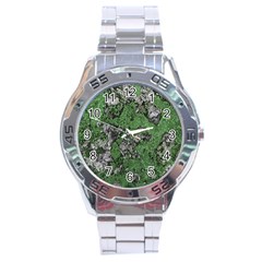 Modern Camo Grunge Print Stainless Steel Analogue Watch