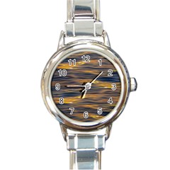 Sunset Waves Pattern Print Round Italian Charm Watch