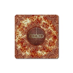 Chartres Double Infinity Antique Mandala Square Magnet by EDDArt