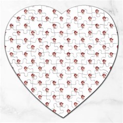 Weird Fantasy Bird Drawing Motif Pattern Jigsaw Puzzle (heart) by dflcprintsclothing