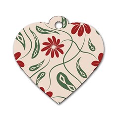  Folk Flowers Floral Art Print Flowers Abstract Art  Dog Tag Heart (two Sides) by Eskimos