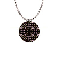 Folk Flowers Print Floral Pattern Ethnic Art 1  Button Necklace by Eskimos