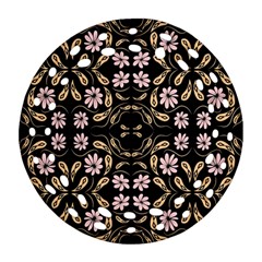 Folk Flowers Print Floral Pattern Ethnic Art Round Filigree Ornament (two Sides)