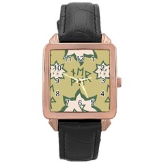 Abstract Pattern Geometric Backgrounds   Rose Gold Leather Watch  by Eskimos