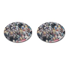 Multicolored Debris Texture Print Cufflinks (oval)