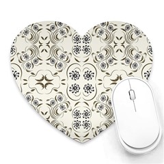 Folk Flowers Print Floral Pattern Ethnic Art Heart Mousepads by Eskimos