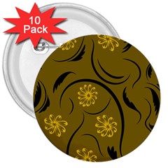 Folk Flowers Print Floral Pattern Ethnic Art 3  Buttons (10 Pack)  by Eskimos