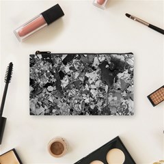 Black And White Debris Texture Print Cosmetic Bag (small)